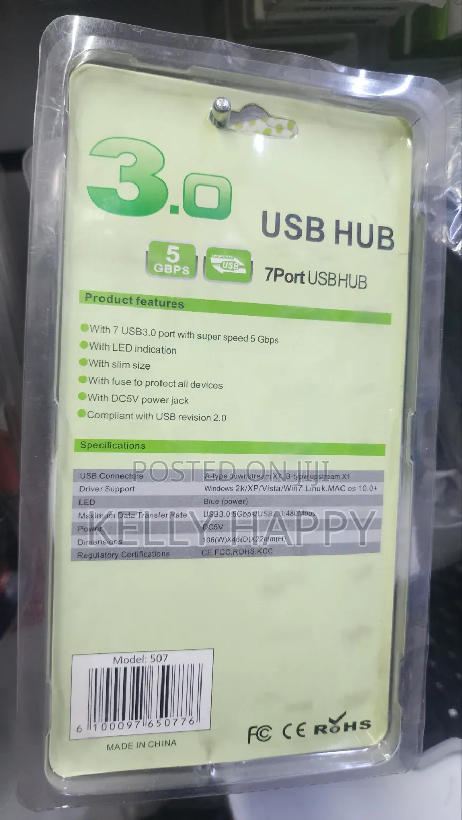 3.0 7ports USB Hub 5 GBPS 30 Cm Available