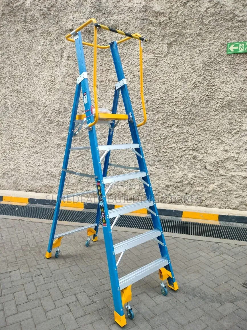 Fiberglass Platform Ladder With Safety Cage
