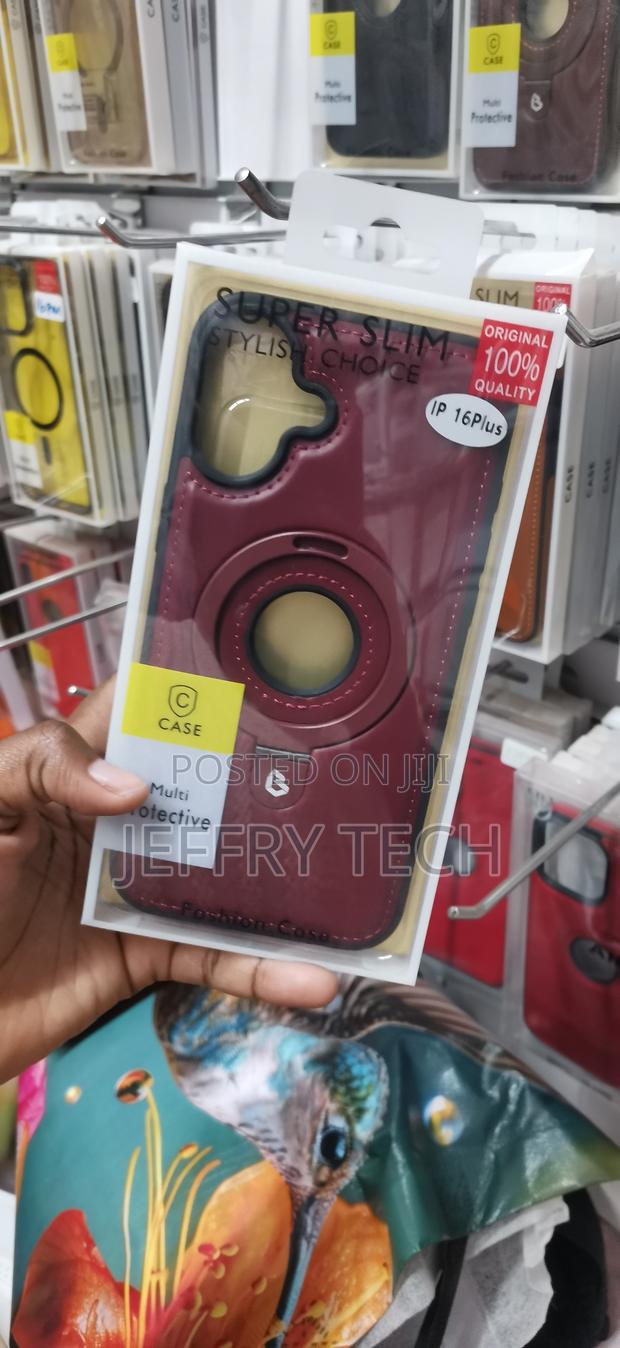 iPhone 16 Plus Maroon Leather Back Cover Case - main view
