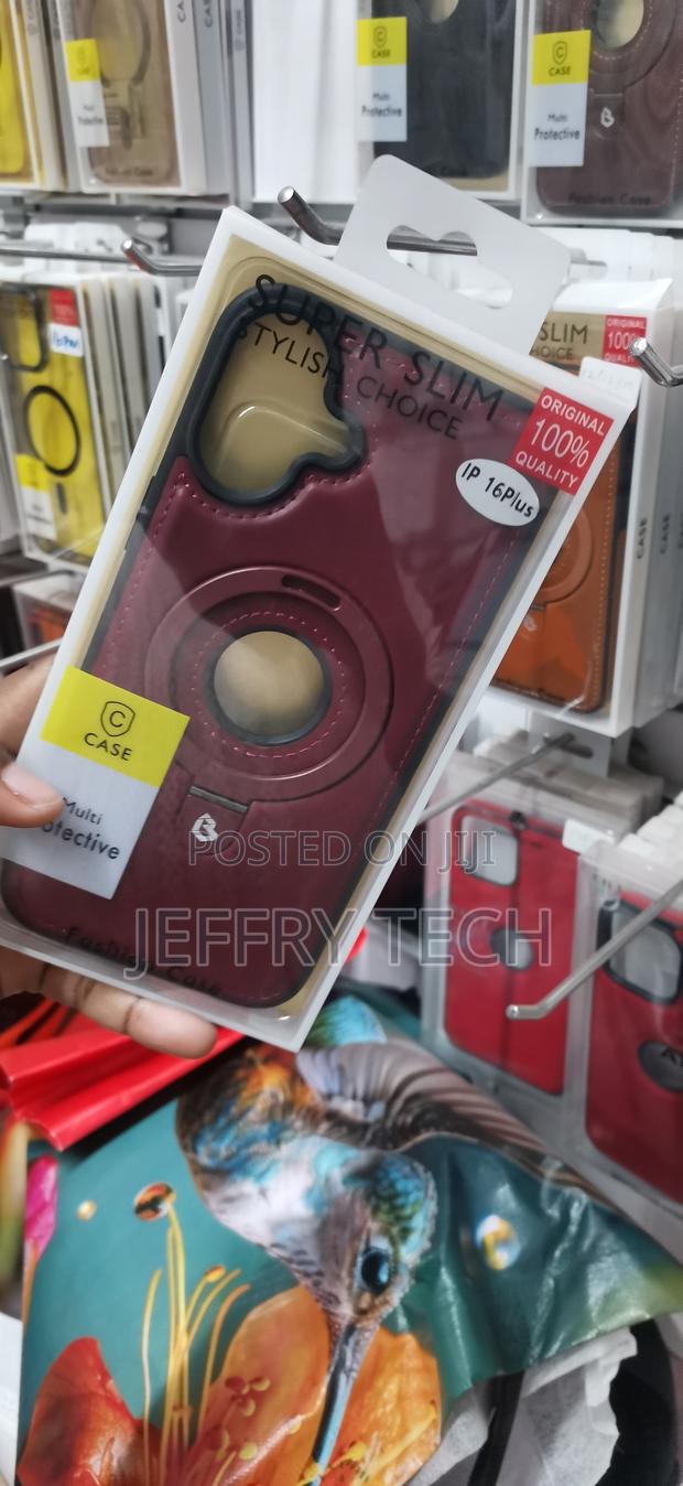 iPhone 16 Plus Maroon Leather Back Cover Case - thumbnail 2