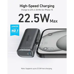 Anker Nano Power Bank USB-C Connector) 5000mah, 22.5w Black