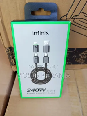 Infinix 240W 4-in-1 Fast Charging & Data Cable – USB & Lightning