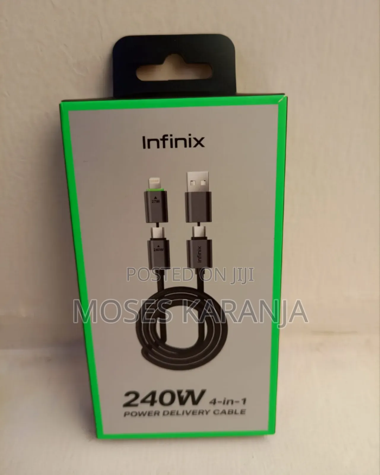 Infinix 240W 4-in-1 Fast Charging & Data Cable – USB & Lightning