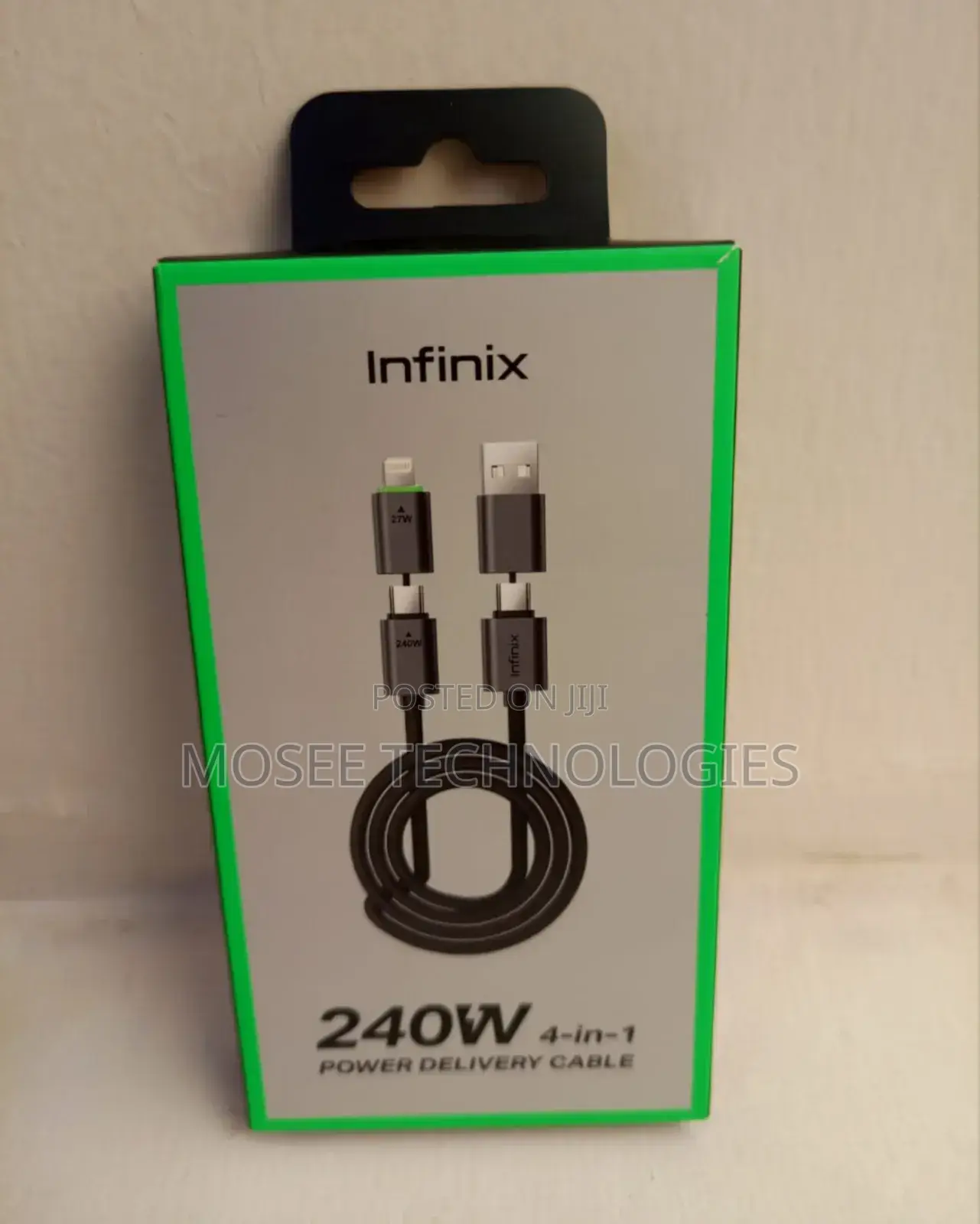 Infinix 240W 4-in-1 Fast Charging & Data Cable – USB & Lightning