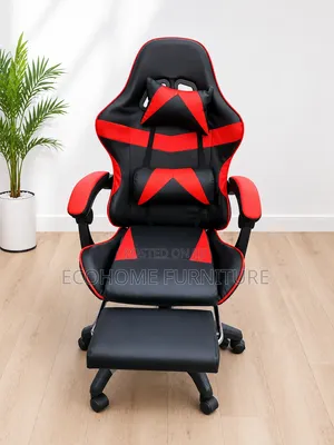 Ergonomic Gaming Chair With Footrest – Black Red