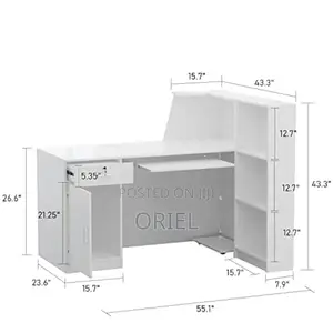 Office Reception Desk : L-Shaped Modern Reception Welcoming Desk