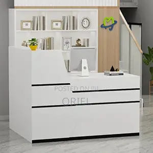 Office Reception Desk : L-Shaped Modern Reception Welcoming Desk