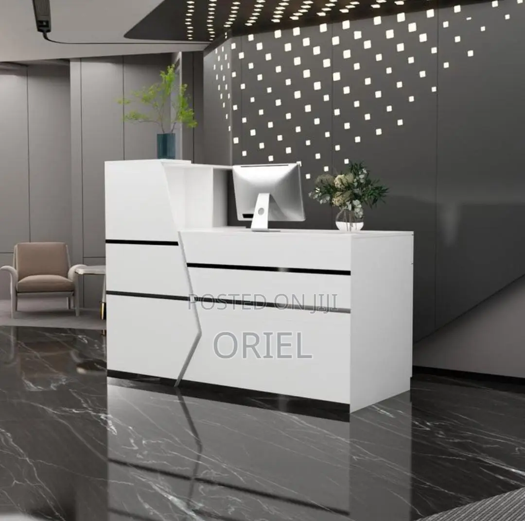 Office Reception Desk : L-Shaped Modern Reception Welcoming Desk