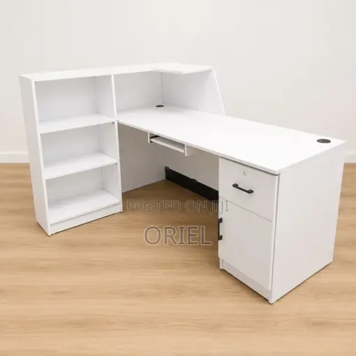 Office Reception Desk : L-Shaped Modern Reception Welcoming Desk