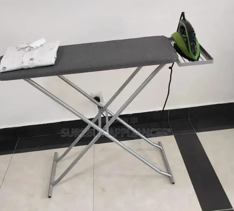 Metallic Foldable Ironing Board With Adjustable Height for Home