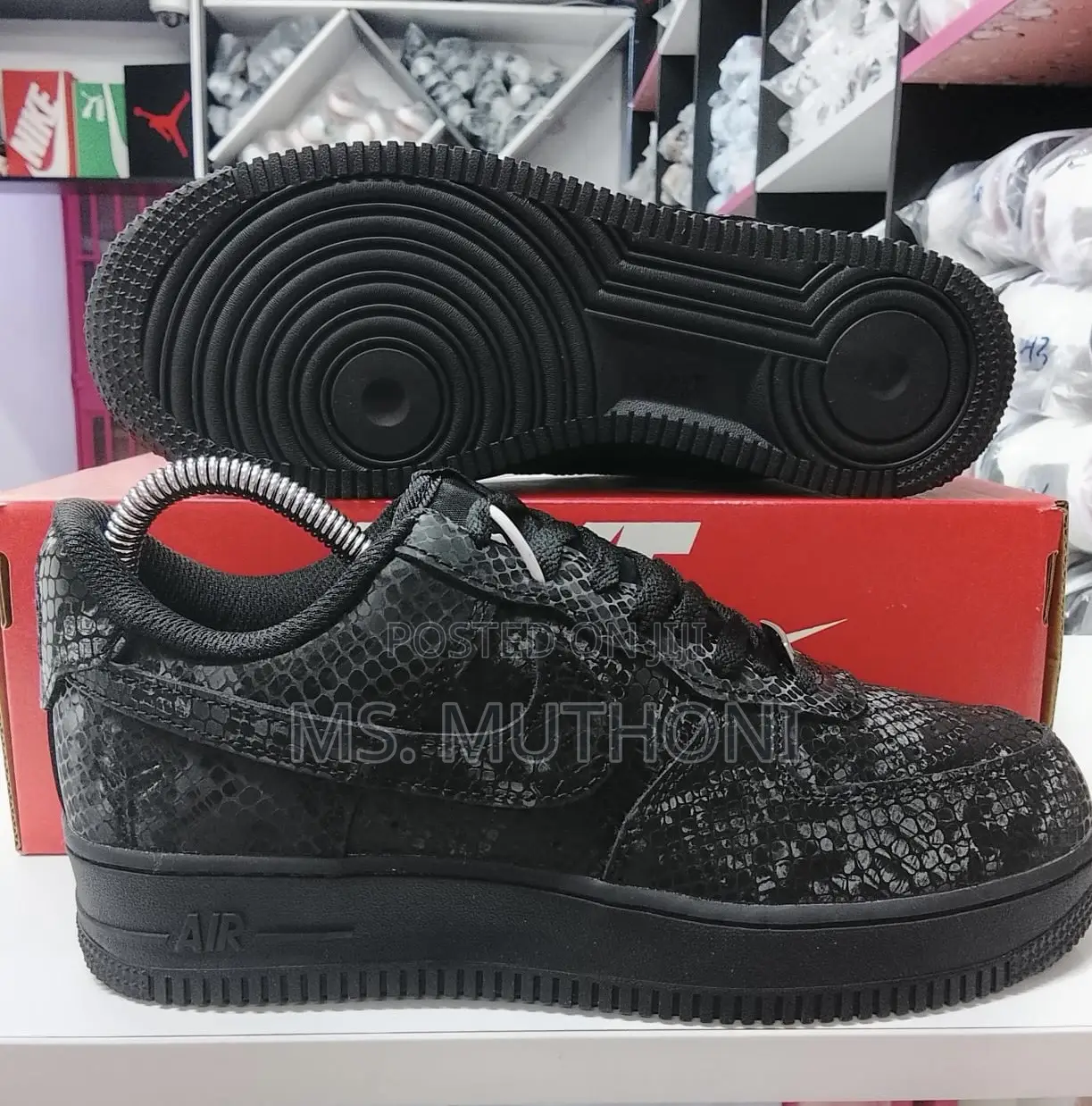 Quality Triple-Black Python Texture Air Force 1s Size 38-45