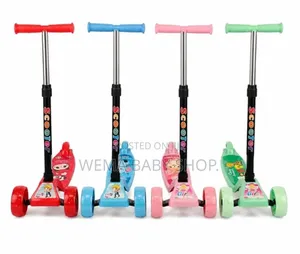 Kids Three-Wheel Kick Scooters With Height-Adjustable Handlebars.