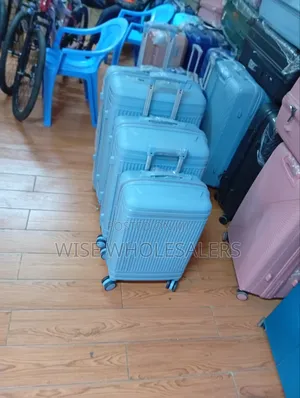 Suitcase - 3 in 1 Pieces Blue Rubber Unbreakable Travel Bag