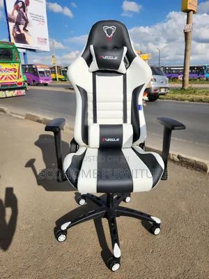 Ergonomic Black White Gaming Chair With Lumbar Support Headrest