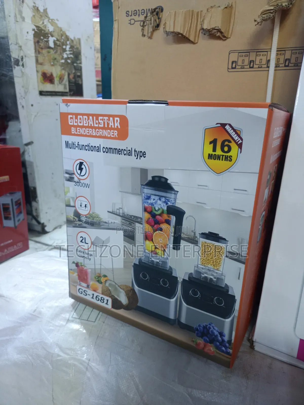Globalstar 2 in 1 GS1681 3000W 2L Commercial Blender Grinder 