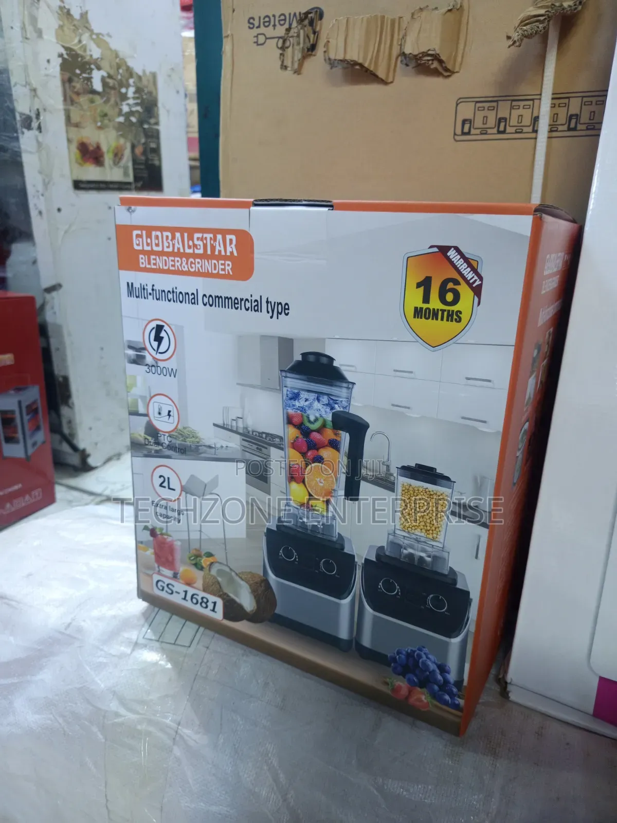 Globalstar 2 in 1 GS1681 3000W 2L Commercial Blender Grinder 