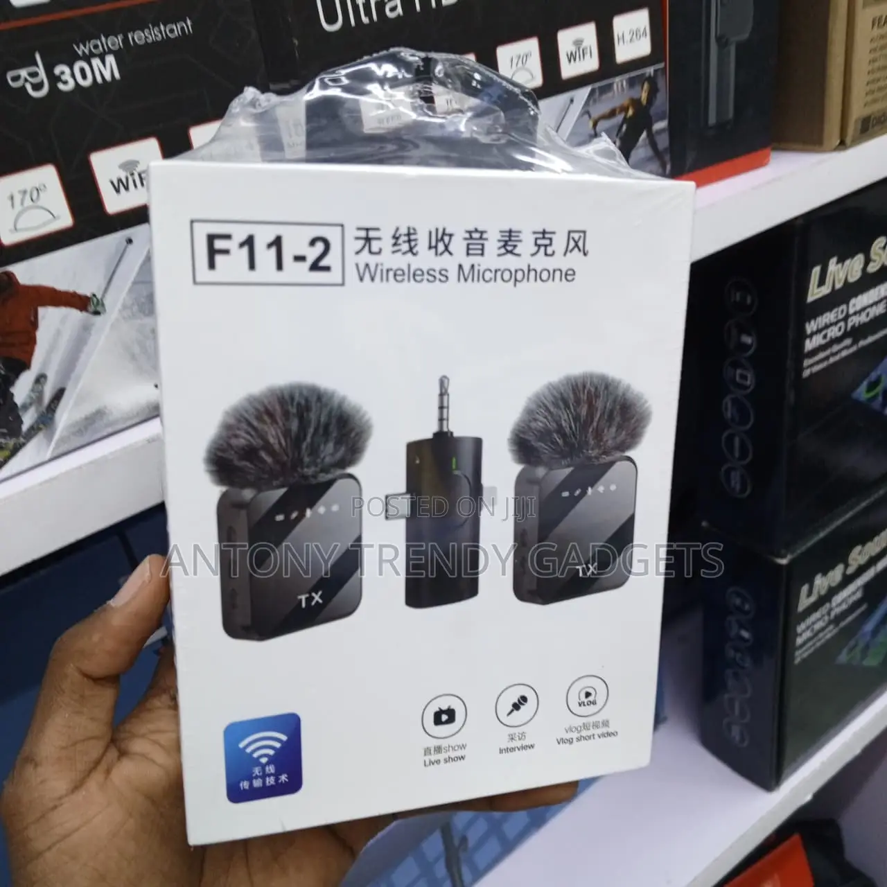 F11-2 Dual Wireless Microphone 3-in-1 for iPhone Android