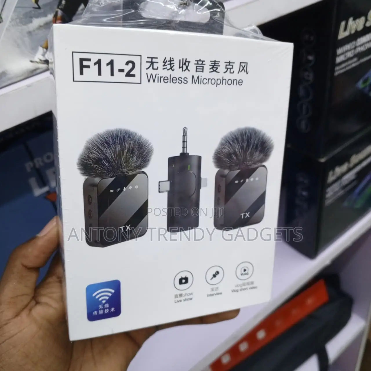 F11-2 Dual Wireless Microphone 3-in-1 for iPhone Android