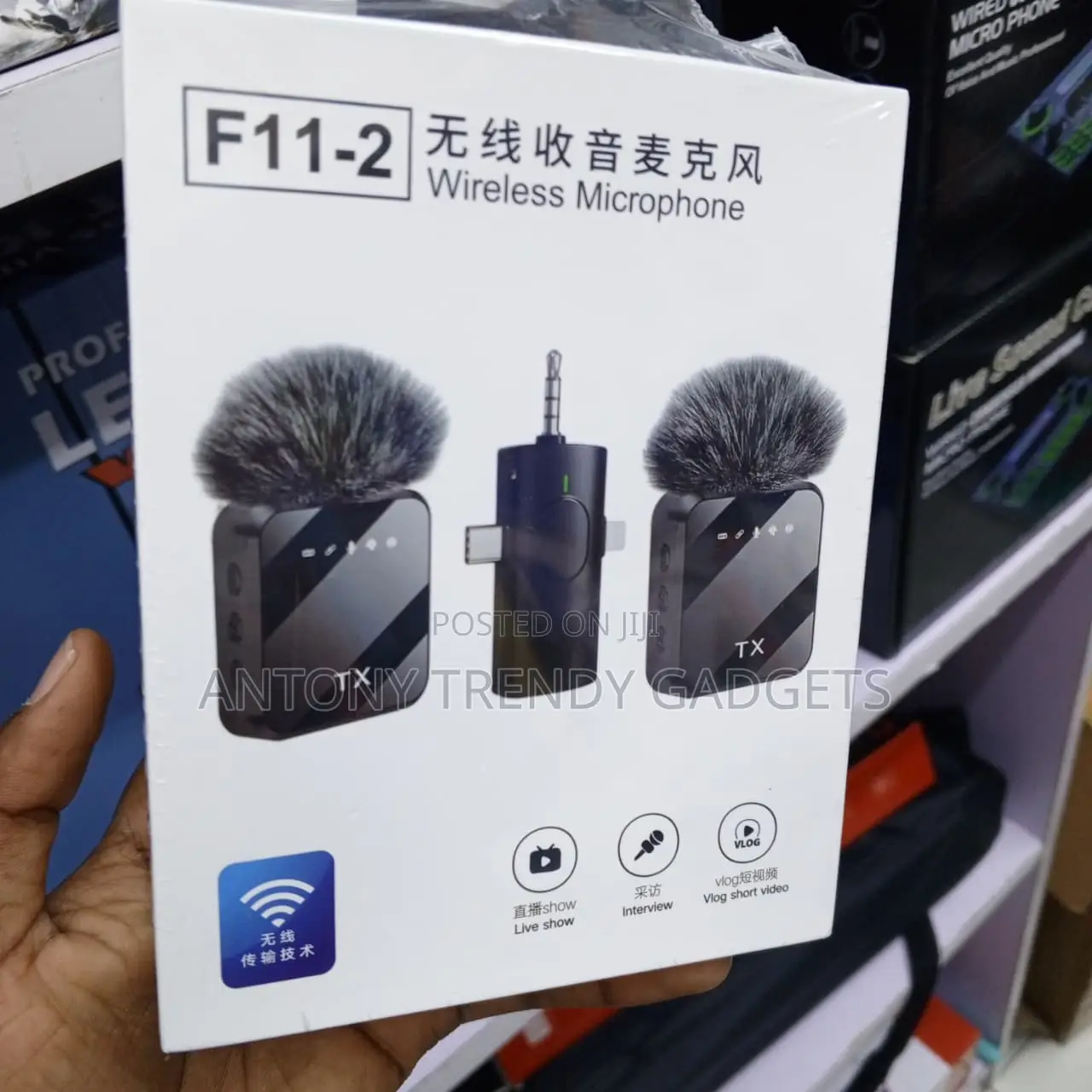 F11-2 Dual Wireless Microphone 3-in-1 for iPhone Android