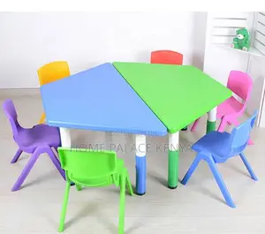 Kindergarten Table: Plastic Trapezoidal Table for Kids