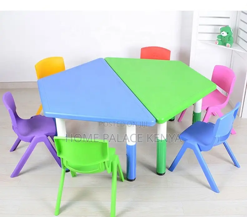 Kindergarten Table: Plastic Trapezoidal Table for Kids