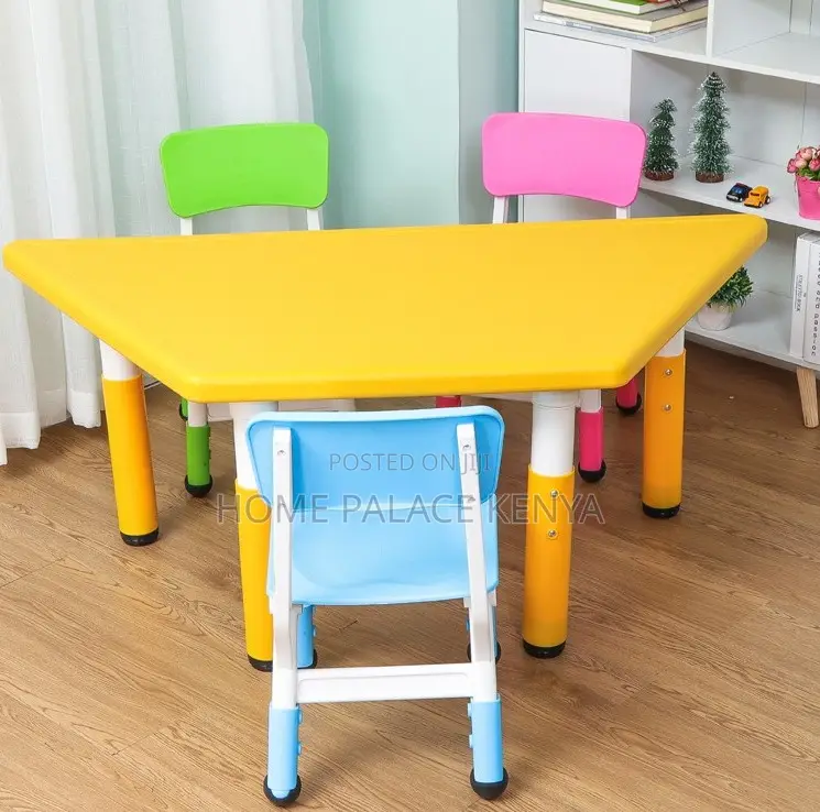 Kindergarten Table: Plastic Trapezoidal Table for Kids