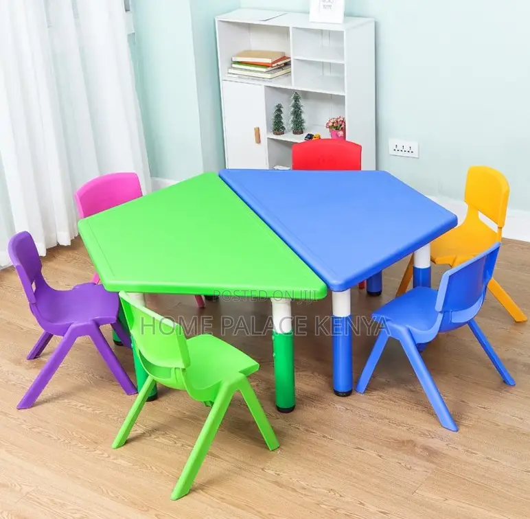 Kindergarten Table: Plastic Trapezoidal Table for Kids