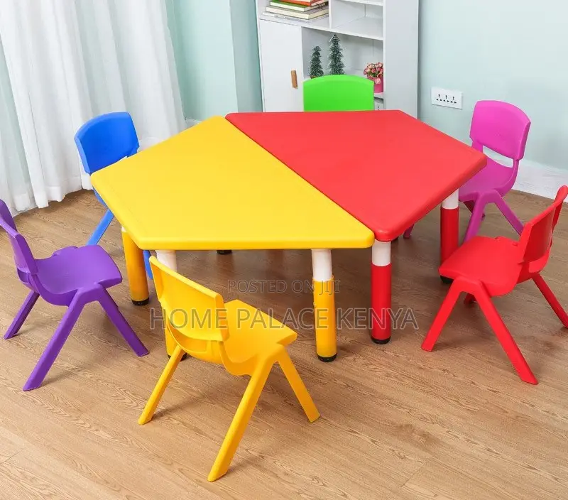 Kindergarten Table: Plastic Trapezoidal Table for Kids