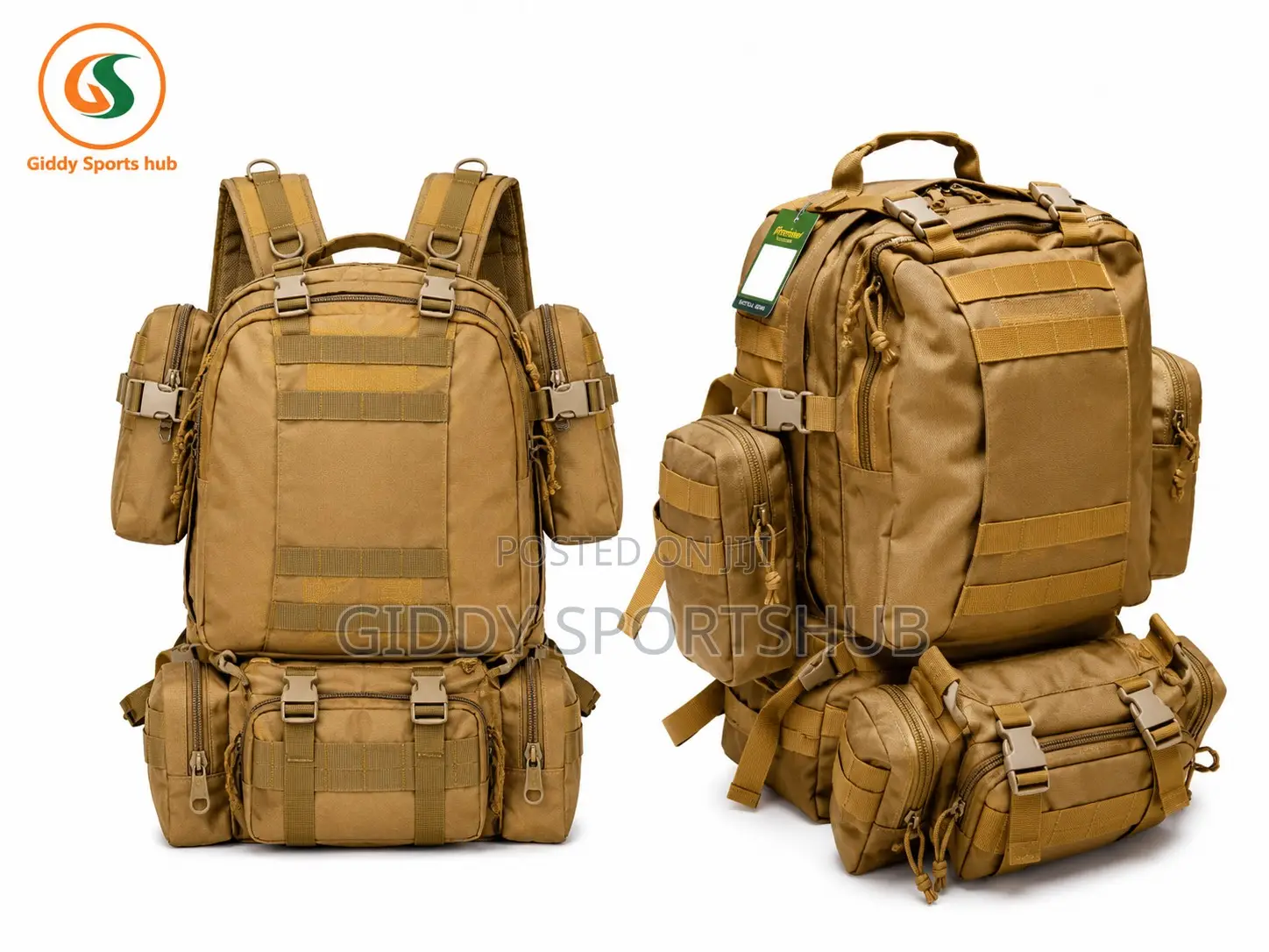 Large Capacity Tactical Military Backpack – Heavy Duty (Tan)