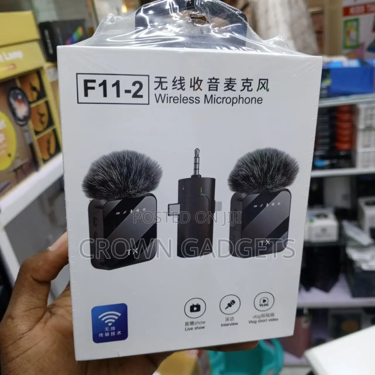 F11-2 Dual Wireless Lavalier Mic 3-in-1 for iPhone Android