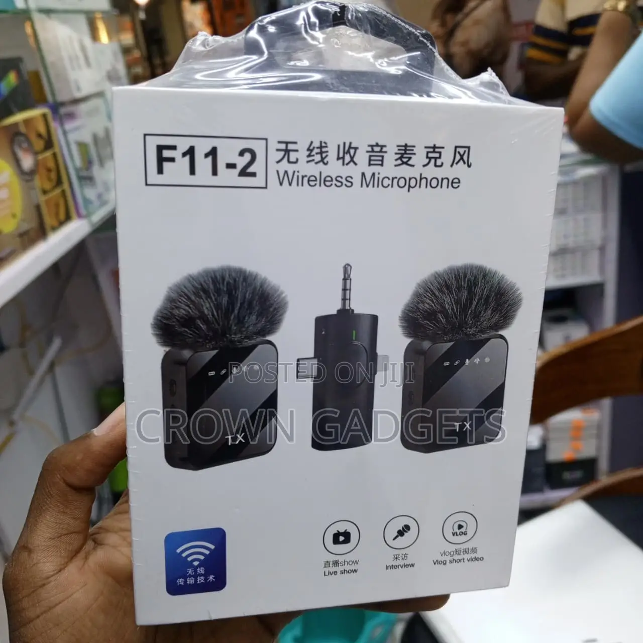 F11-2 Dual Wireless Lavalier Mic 3-in-1 for iPhone Android