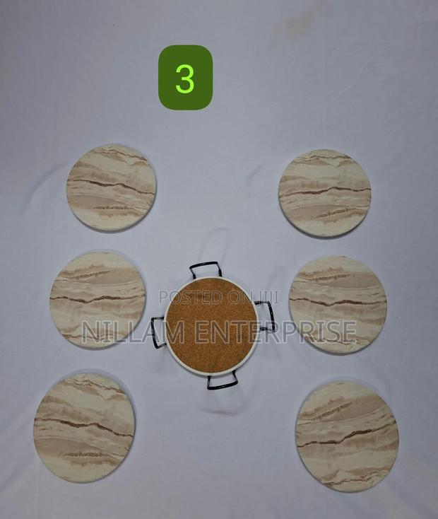 6 PCS Marble Style Ceramic Coasters - thumbnail 3