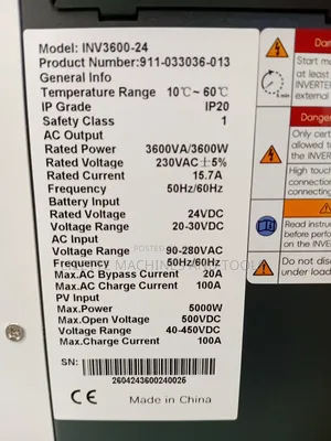 Redsun 3.6kva Hybrid Inverter 24V, 60amp MPPT