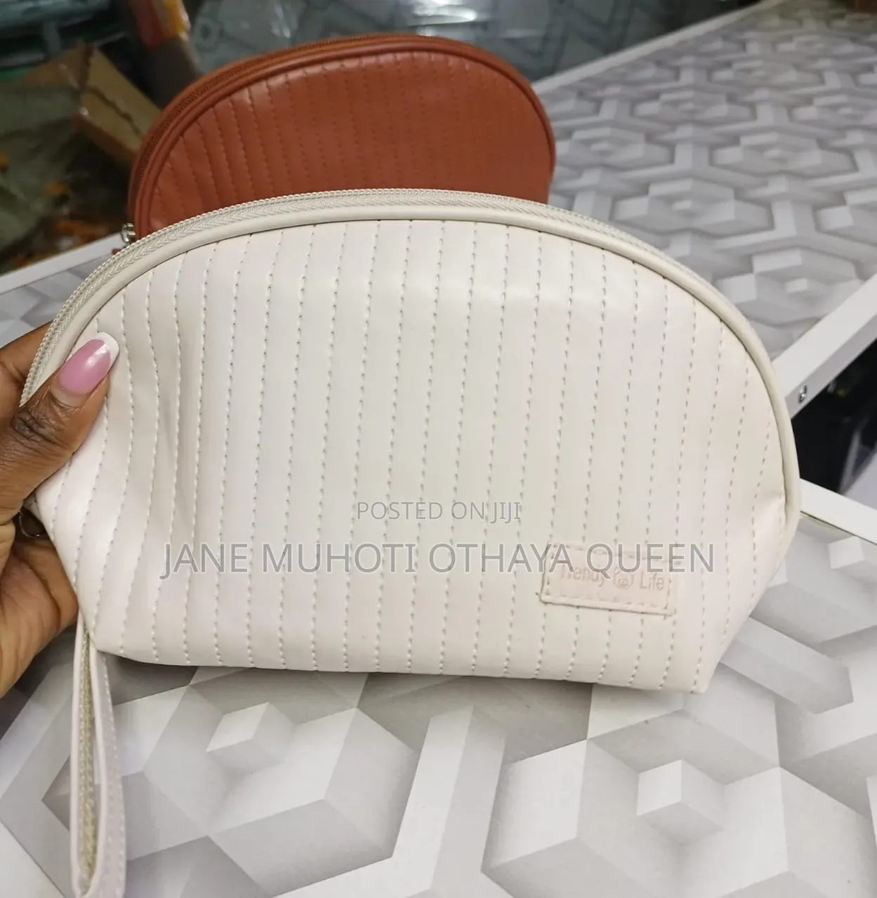 Portable Makeup Bag, Waterproof Leather Pouch