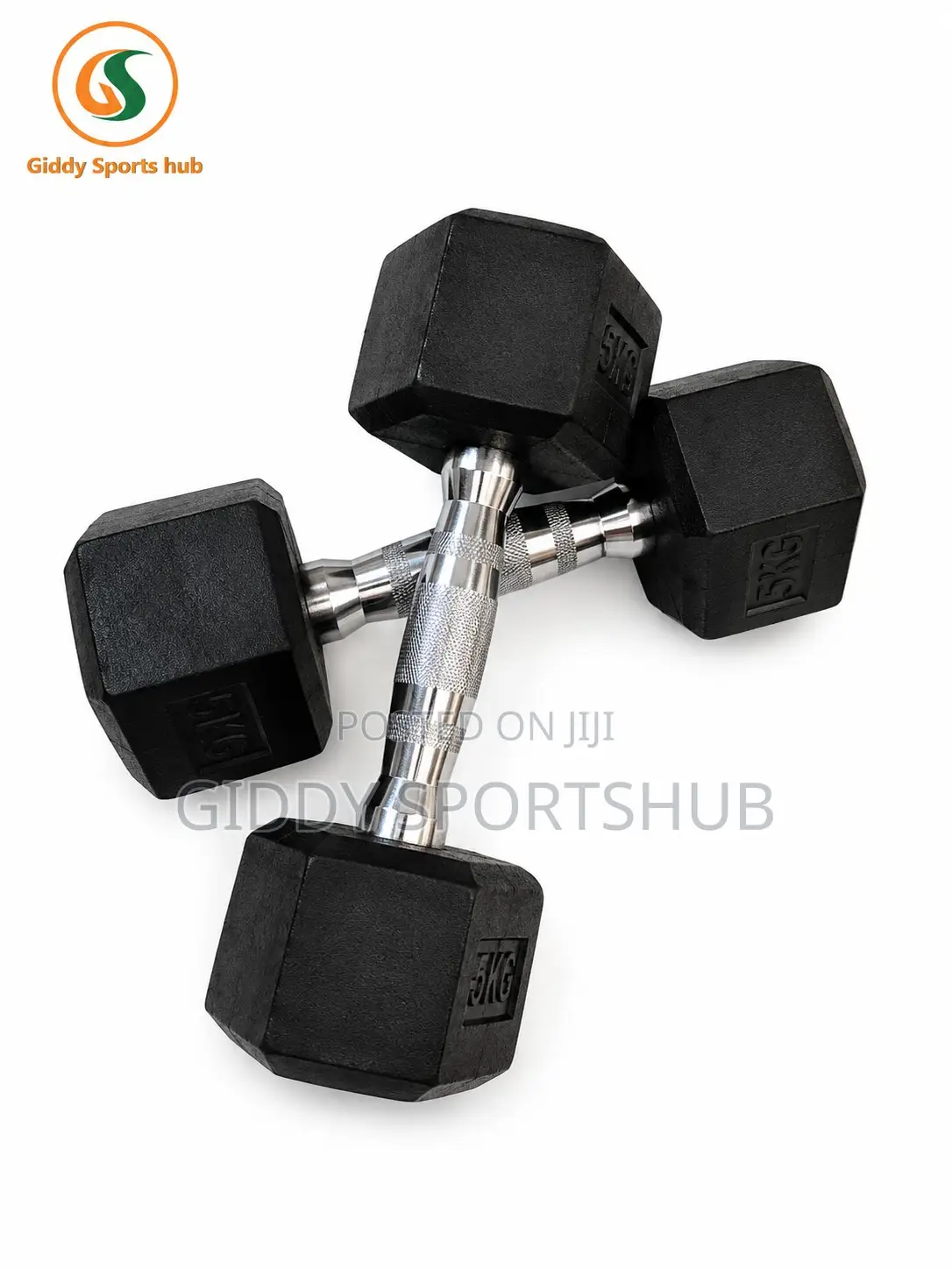 5KG Rubber Hex Dumbbells Pair – Chrome Handle Strength Training Weight