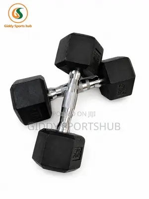 5KG Rubber Hex Dumbbells Pair – Chrome Handle Strength Training Weight