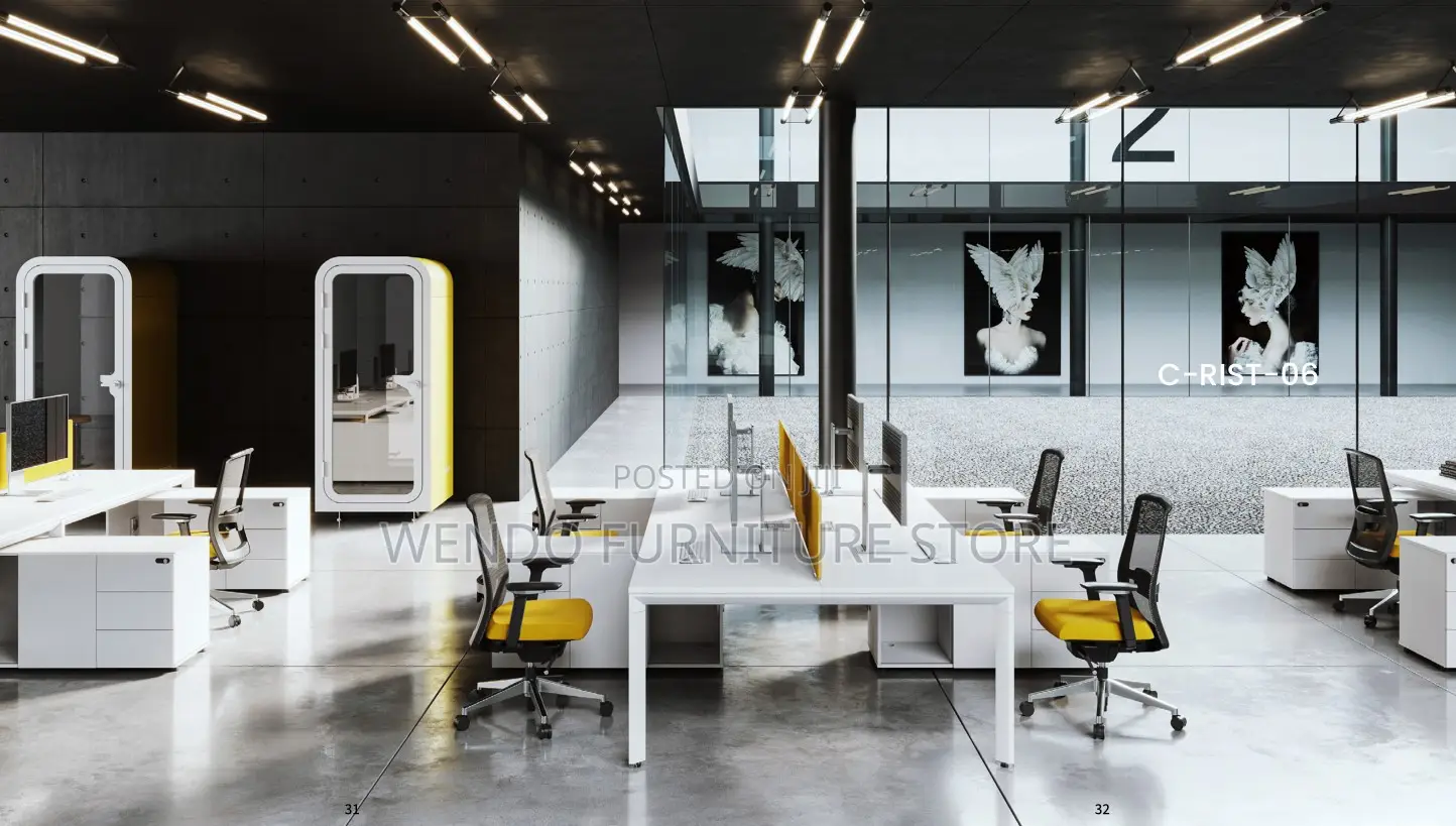 Office Desk : W12 Modern White 2-Way Office Workstation