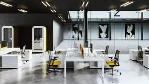Office Desk : W12 Modern White 2-Way Office Workstation