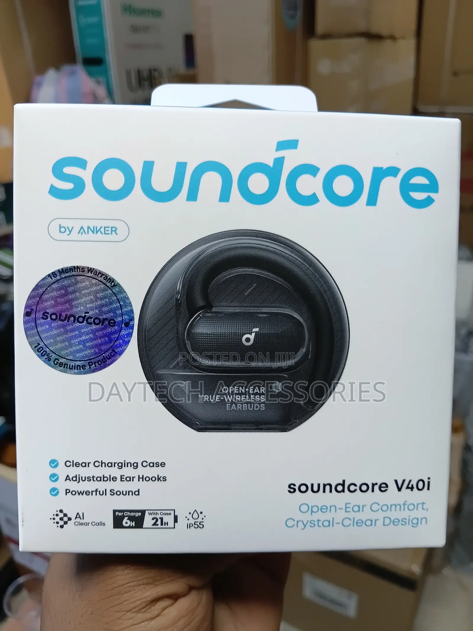 The Soundcore V40i Open-Ear True-Wireless Earbuds by Anker.