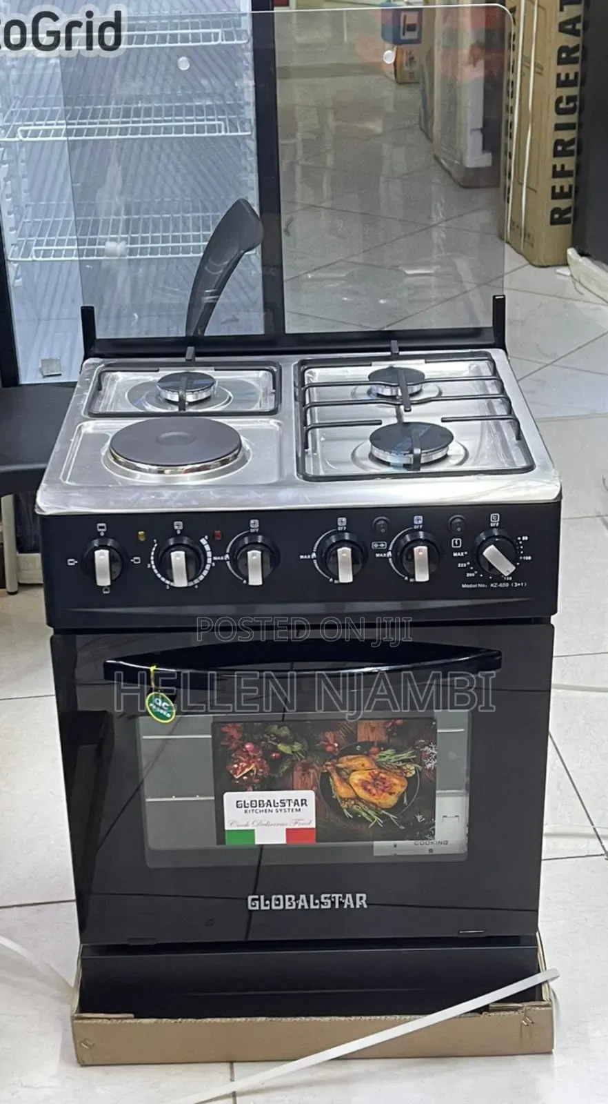 Globalstar 60 by 60 Free Standing Cooker 3 Gas + 1 Plate Electric Oven