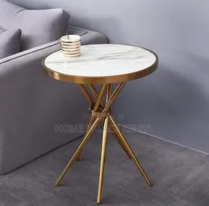 Round Table: Marble Dining Table With Flared Gold Legs