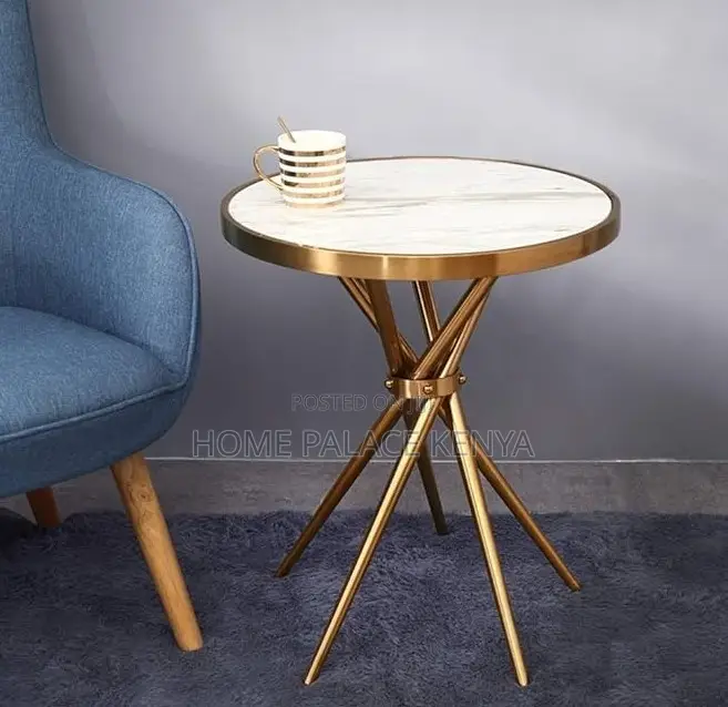 Round Table: Marble Dining Table With Flared Gold Legs