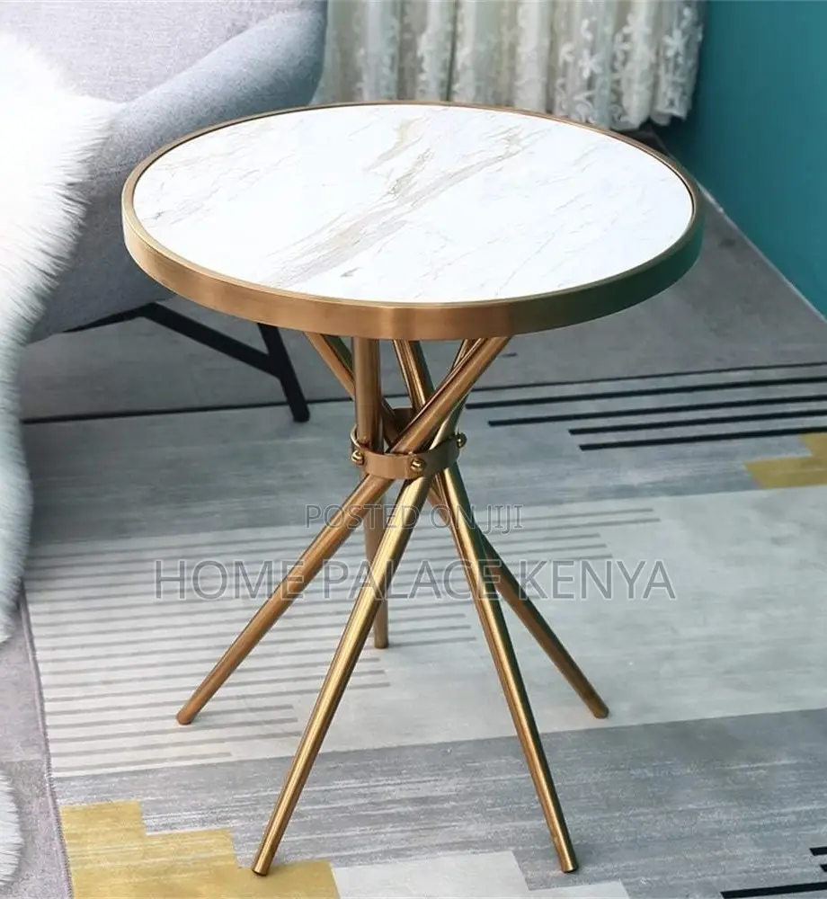 Round Table: Marble Dining Table With Flared Gold Legs