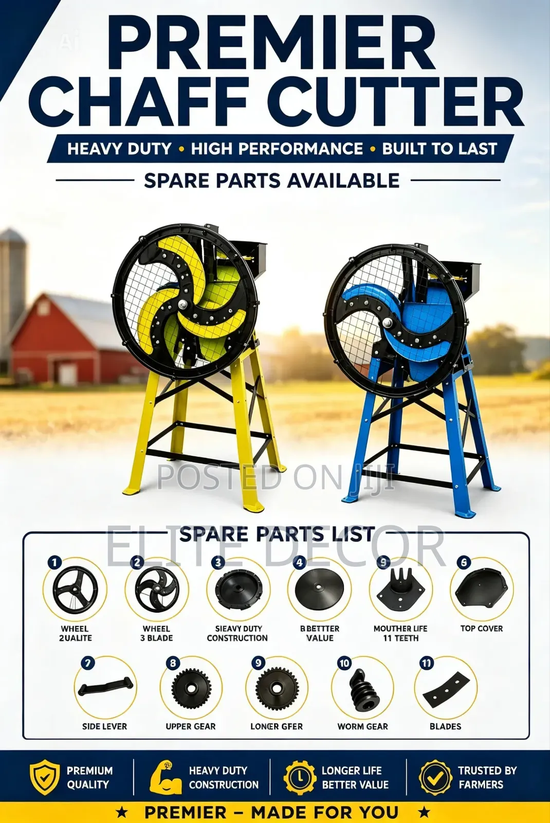 Premier Heavy-Duty Chaff Cutter (2-Blade 3-Blade Models)