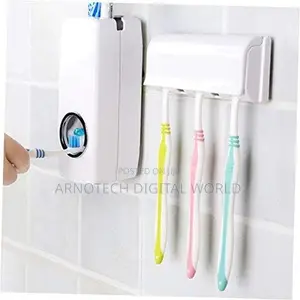 Automatic Wall-Mounted Toothpaste Dispenser With Toothbrush Holder Set