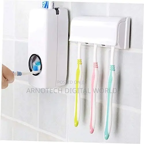 Automatic Wall-Mounted Toothpaste Dispenser With Toothbrush Holder Set