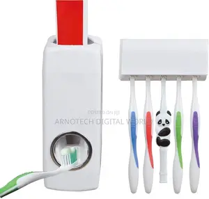 Automatic Wall-Mounted Toothpaste Dispenser With Toothbrush Holder Set