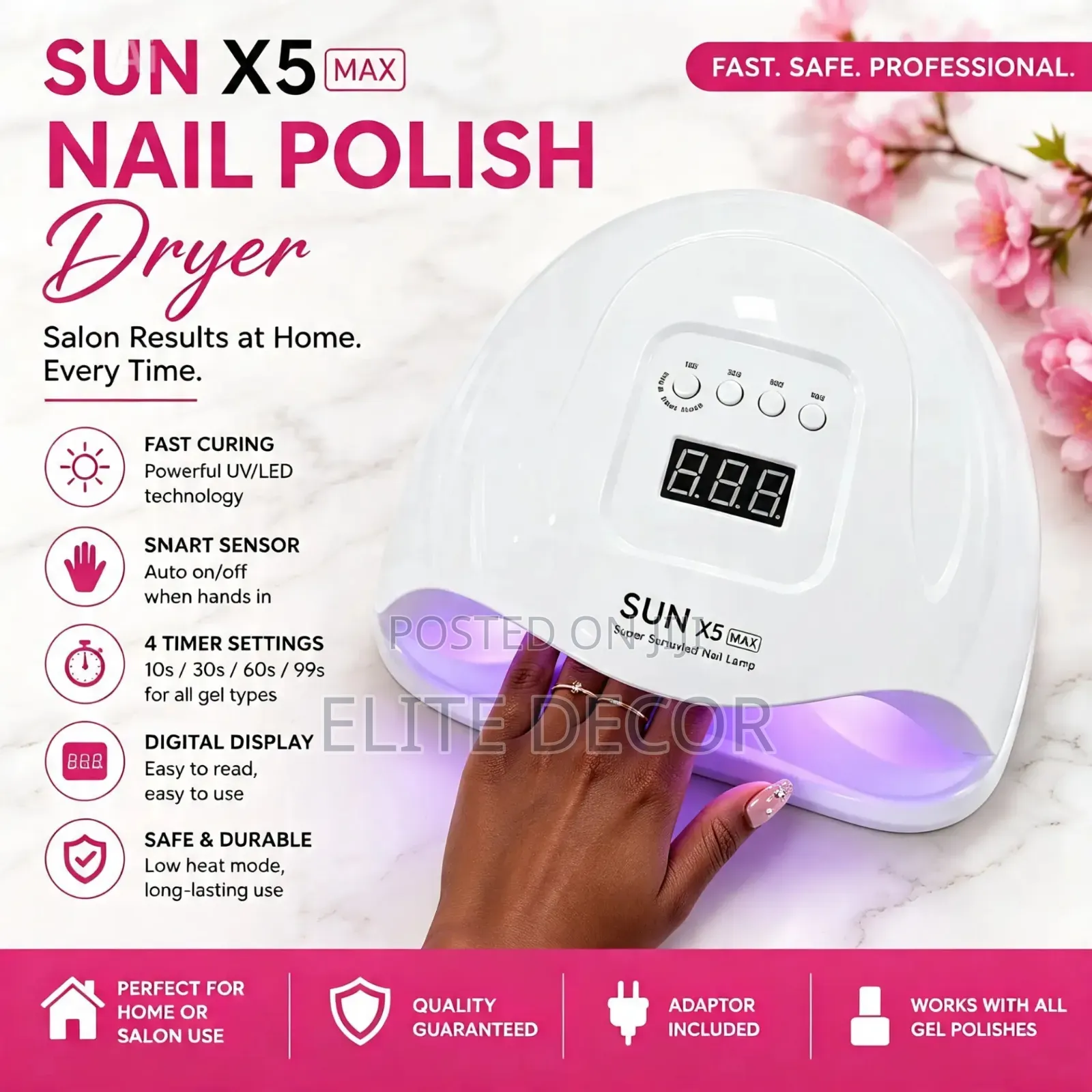 SUN X5 54W UV/LED Nail Dryer Lamp With LCD Display Auto Sensor