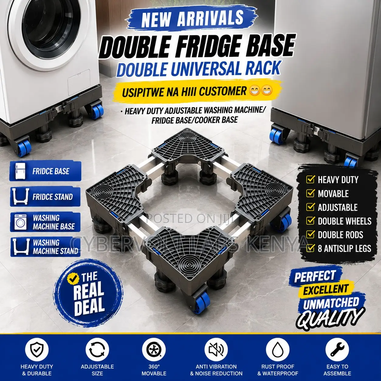 Adjustable Washing Machine Refrigerator Stand With Wheels