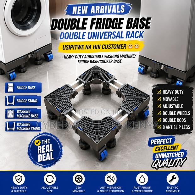 Adjustable Washing Machine Refrigerator Stand With Wheels - thumbnail 2